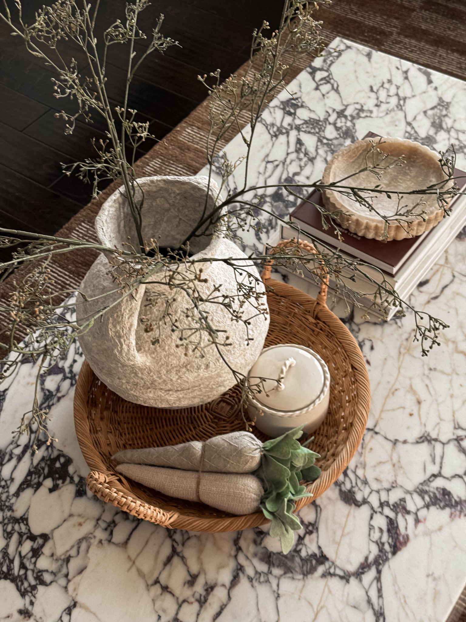 In love with this soring/easter vignette on my coffee table

Marble Coffee Table, Paper Mache Vase, Easter Carrorts, Target Studio Mcgee Candle, Target Studio Mcgee woven tray, Marble fluted tray

#LTKStyleTip #LTKHome