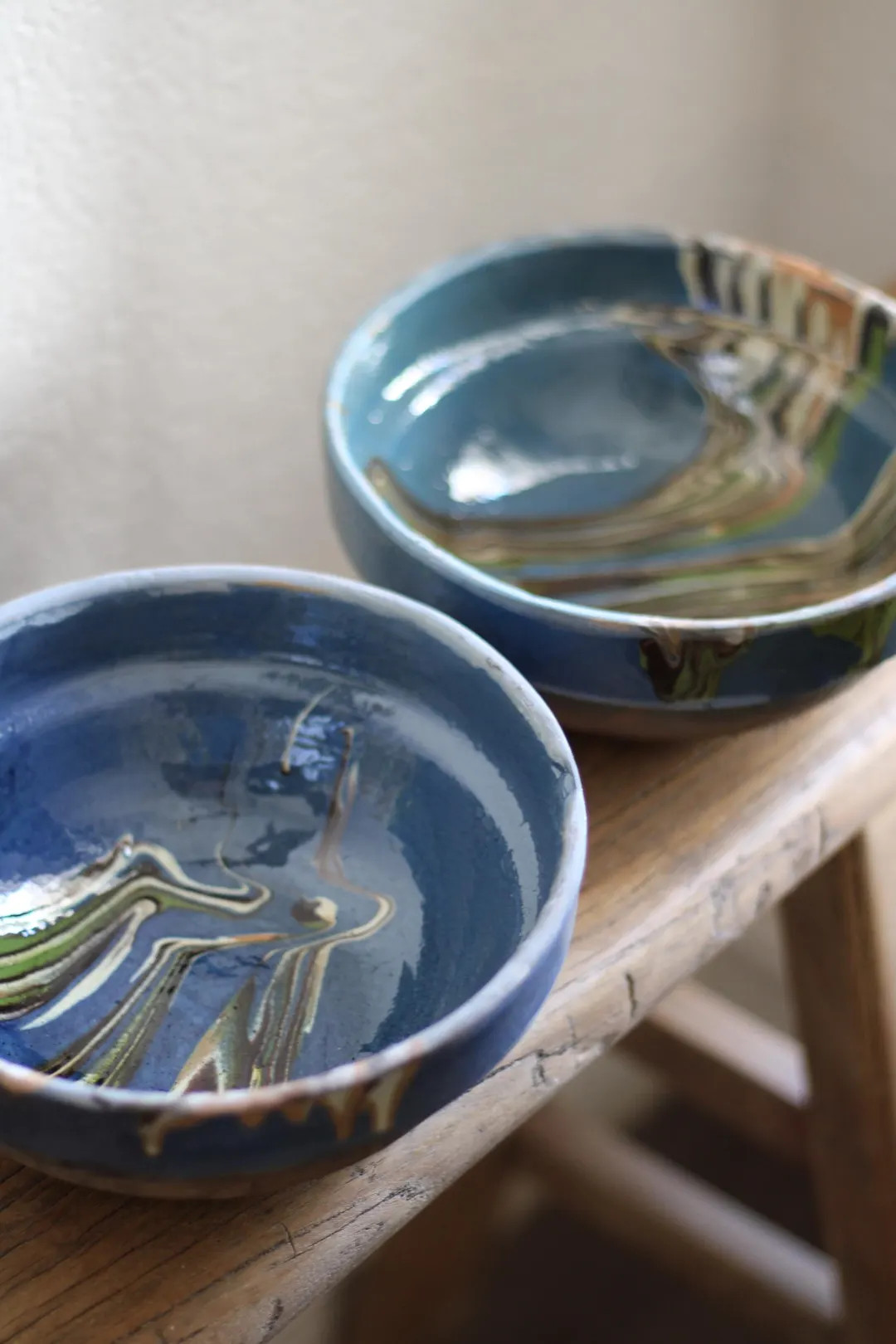 Marbleized Blue Glazed Bowl - Etsy | Etsy (US)