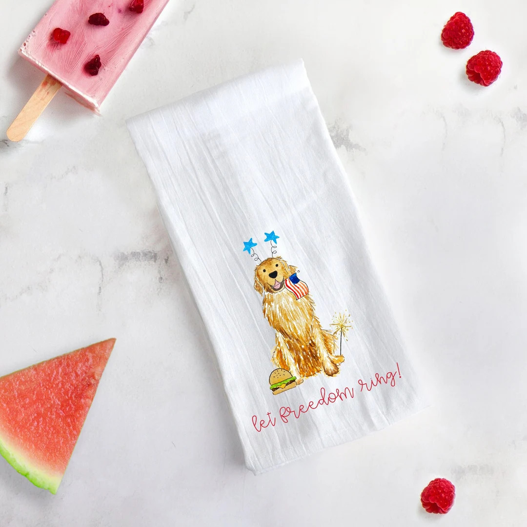 Patriotic Golden Retriever Tea Towel - Etsy | Etsy (Global)