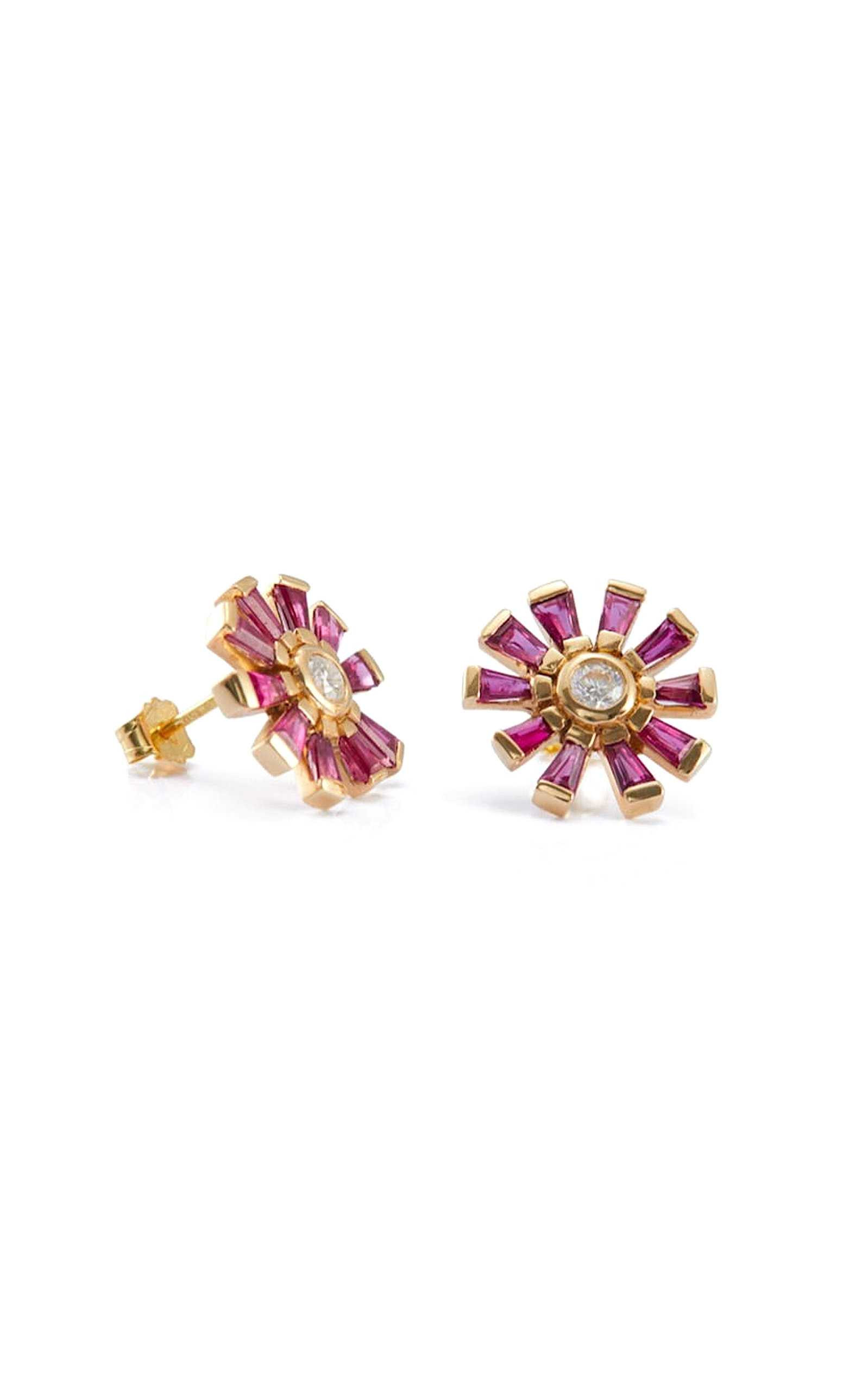 18K Yellow Gold Ruby, Diamond Earrings | Moda Operandi (Global)
