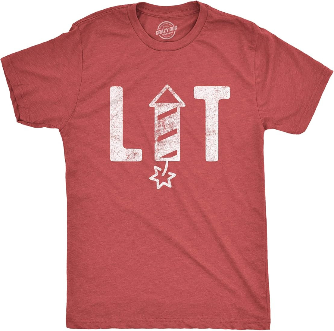 Mens Lit Firework Tshirt Funny 4th of July Parade Firecracker Graphic Novelty Tee | Amazon (US)