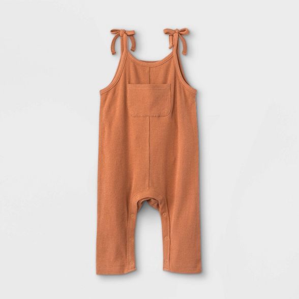 Grayson Mini Baby Girls' Bow Strap Front Pocket Romper - Orange | Target