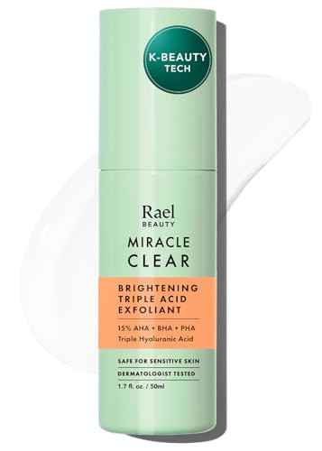 Rael Face Exfoliator, Miracle Clear – Exfoliating Serum with 15% AHA/BHA/PHA Complex and Hyaluronic Acid, Hydration, Korean Skin Care (1.7 fl oz) | Amazon (US)