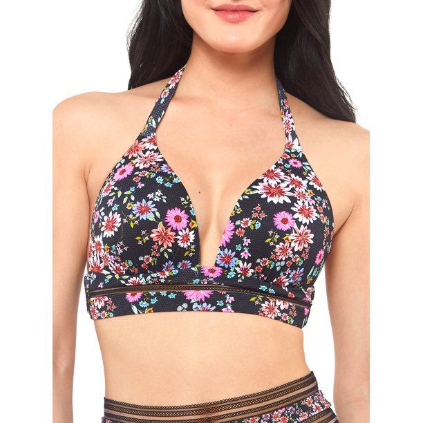 Jessica Simpson Women's Contemporary Posy Fields Halter Bra Swimsuit | Walmart (US)