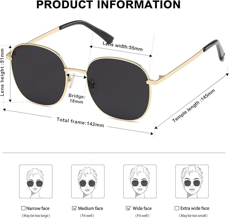 SOJOS Classic Trendy Square Sunglasses for Women Men Cute Big Frame Gold Shades SJ1137 | Amazon (US)