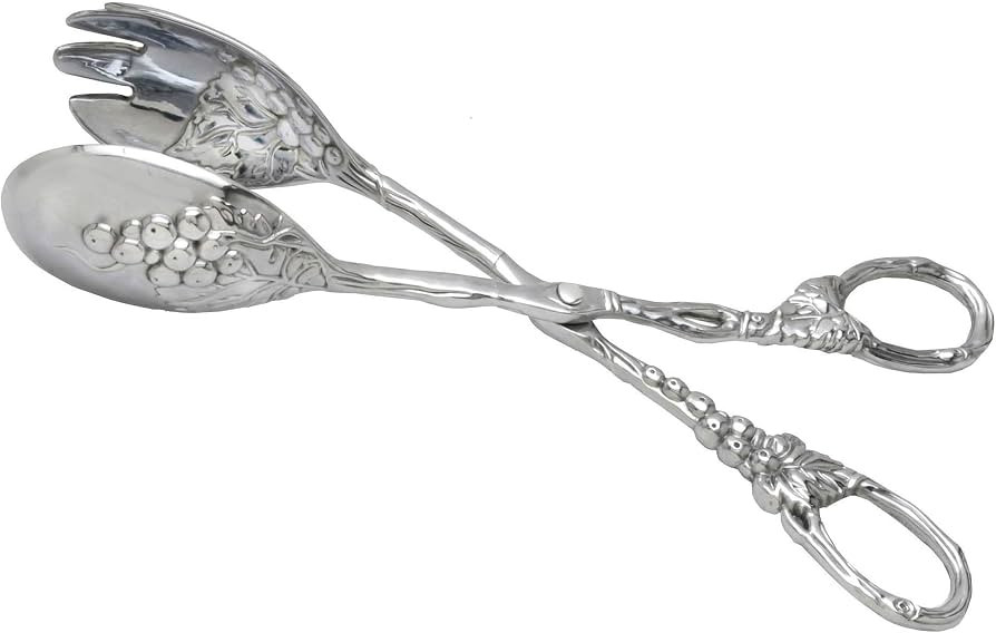 Arthur Court Designs Grape Pattern Heavy Duty Aluminum Serving Tongs, Polished Salad Servers, Buf... | Amazon (US)