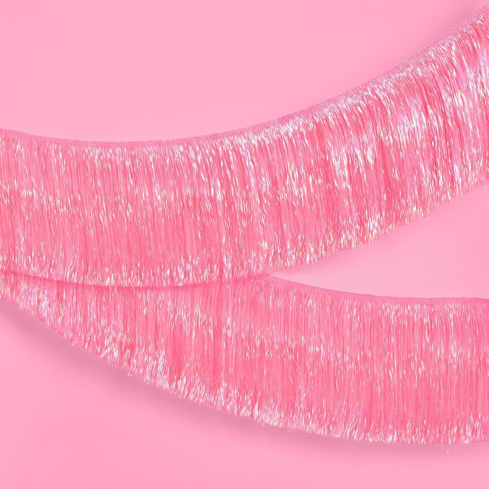 xo, Fetti Pink Iridescent Fringe Banner 5ft | Bachelorette Party Decoration | Amazon (US)