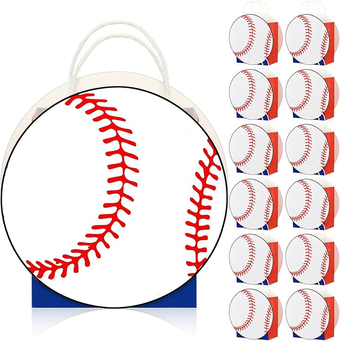 Moinchore 12 Pcs Baseball Gift Bags Party Favors with Handles Baseball Print Snacks Goodie Bags f... | Amazon (US)