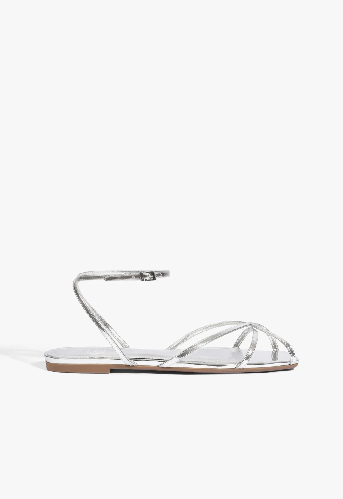 Caeline Buckle Silver Flat Sandal | Schutz (US)