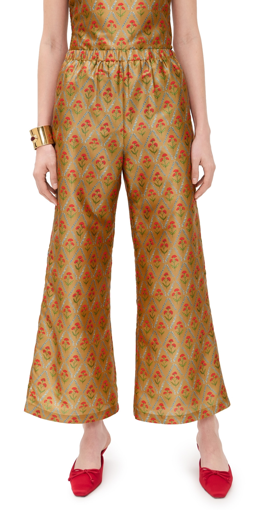 La Maregold Nicole Pants Lattice Floral Khaki L | Shopbop