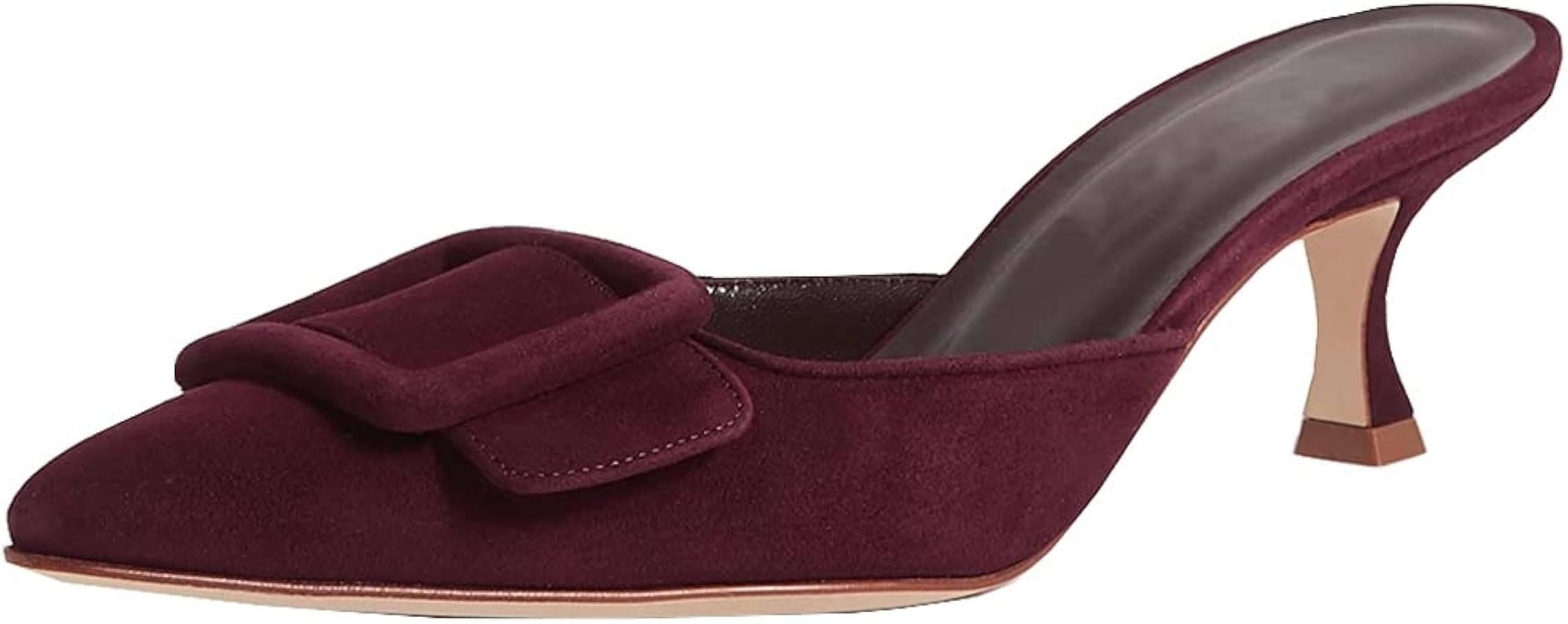 Divanne Heeled Mules for Women, Pointed Toe Slingback Pumps Buckle Kitten Heels Mules Slides Back... | Amazon (US)