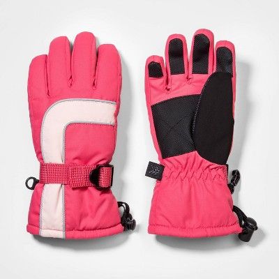 Girls' Ski Gloves with Reflective Piping - All in Motion™ Pink | Target