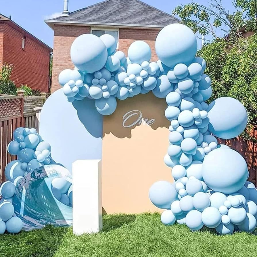 Double Stuffed Pastel Blue Balloon Garland Macaron Baby Blue Balloons Different Sizes 18/12/5 Inc... | Amazon (US)