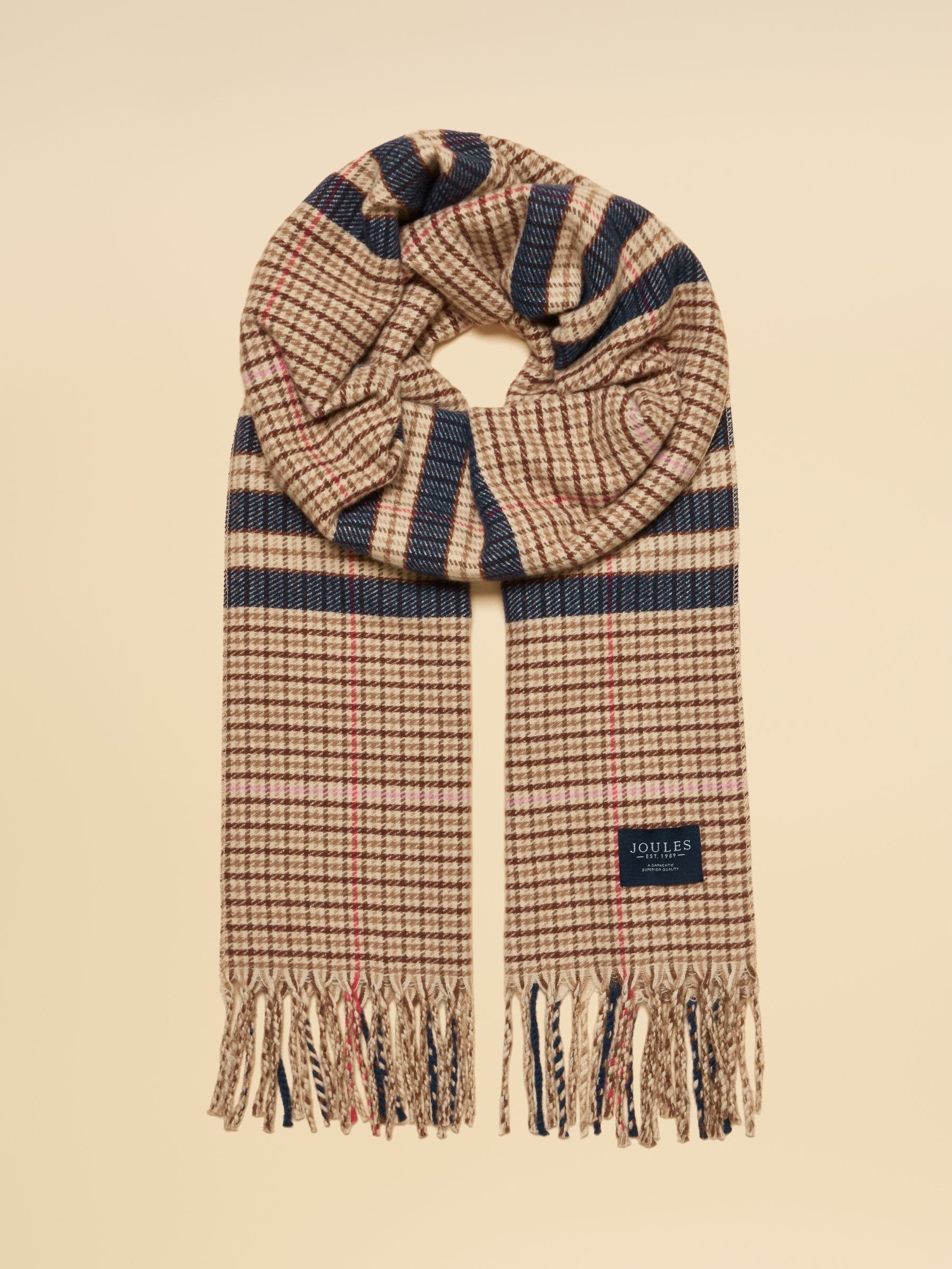 Langtree Neutral & Navy Large Scarf | Joules | Joules