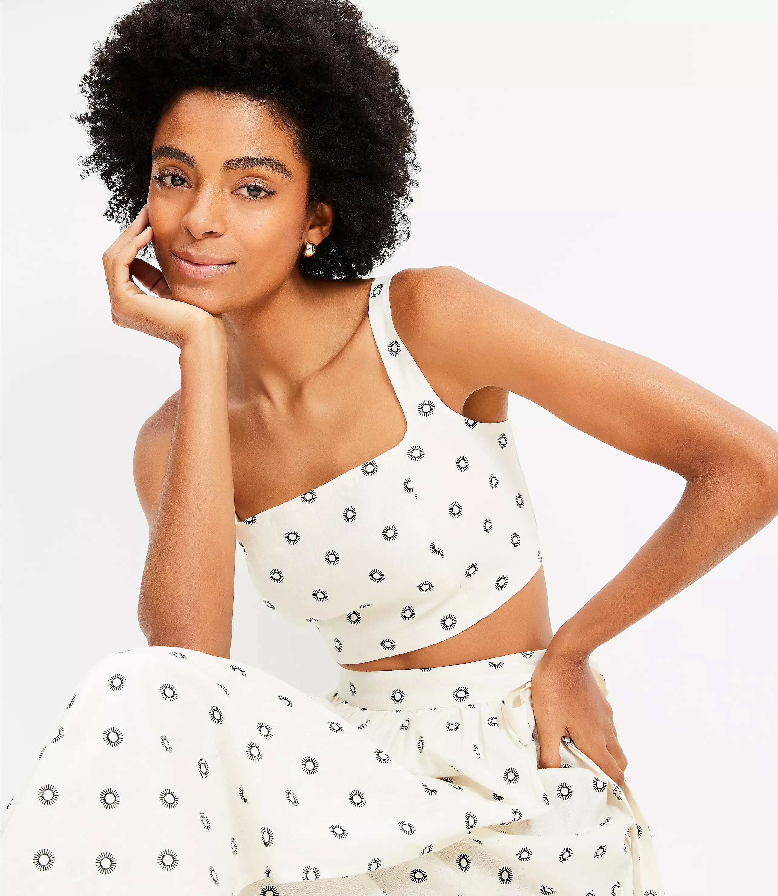 LOFT Beach Dotted Linen Cotton Square Neck Bralette | LOFT
