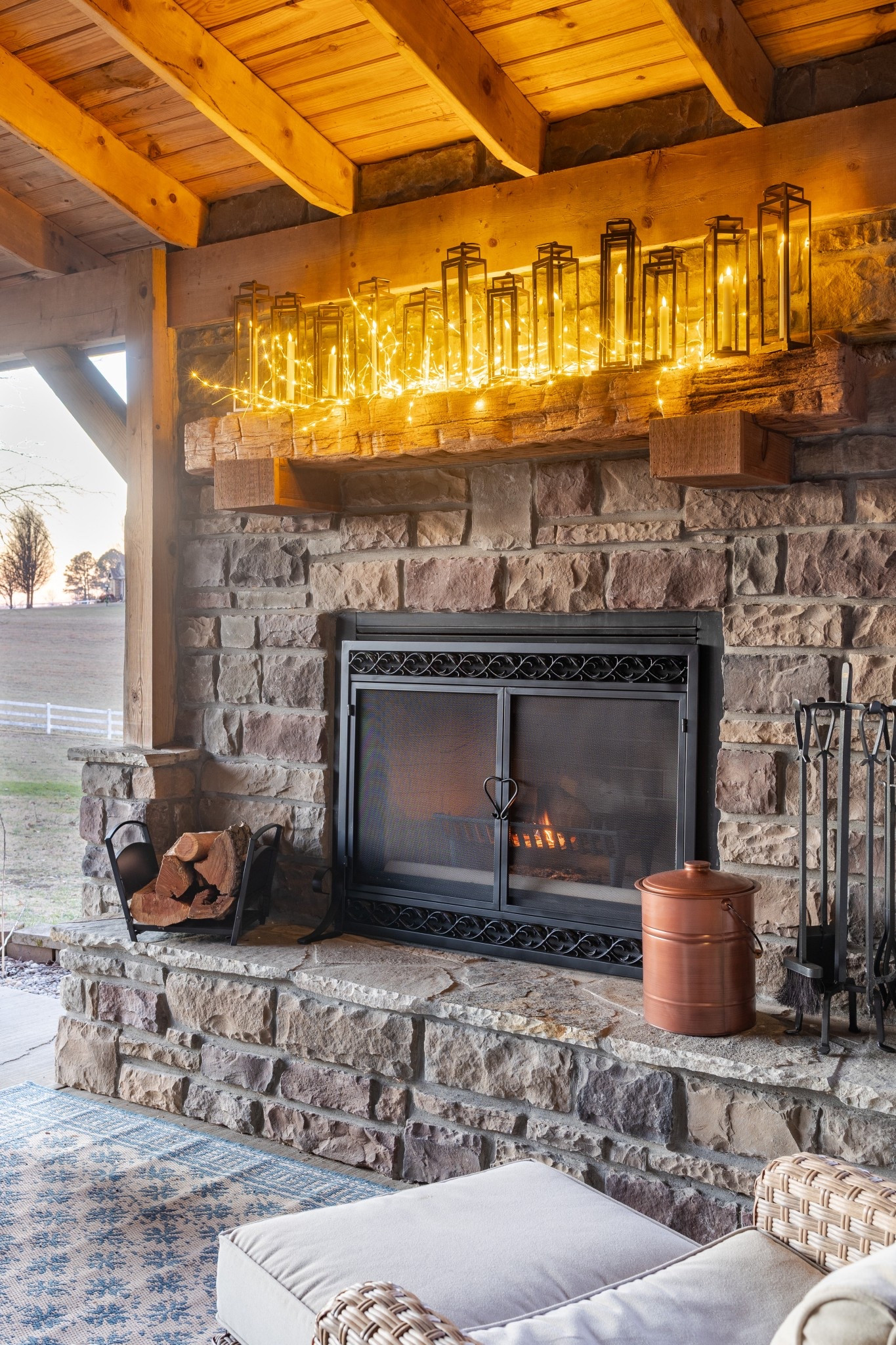 Adding some sparkle and shine to our outdoor patio fireplace. With Plow & Hearth 

#LTKSeasonal #LTKHome
