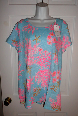 NWT LILLY PULITZER MULTI ROYAL CORAL SCOOP- NECK ETTA TOP XXL | eBay US