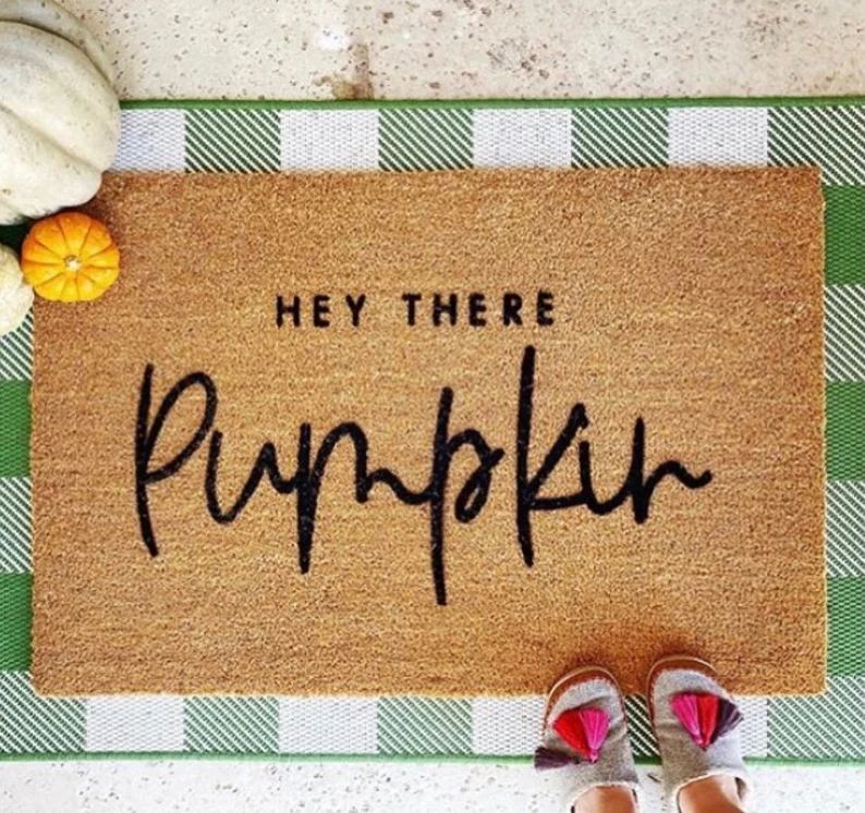 Hey There Pumpkin Doormat, Halloween Thanksgiving Fall Autumn Home Decor, Outdoor Welcome Mat, En... | Etsy (US)