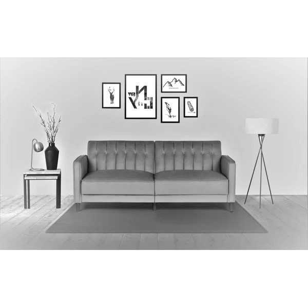 Grattan 81.1'' Velvet Square Arm Sleeper | Wayfair North America