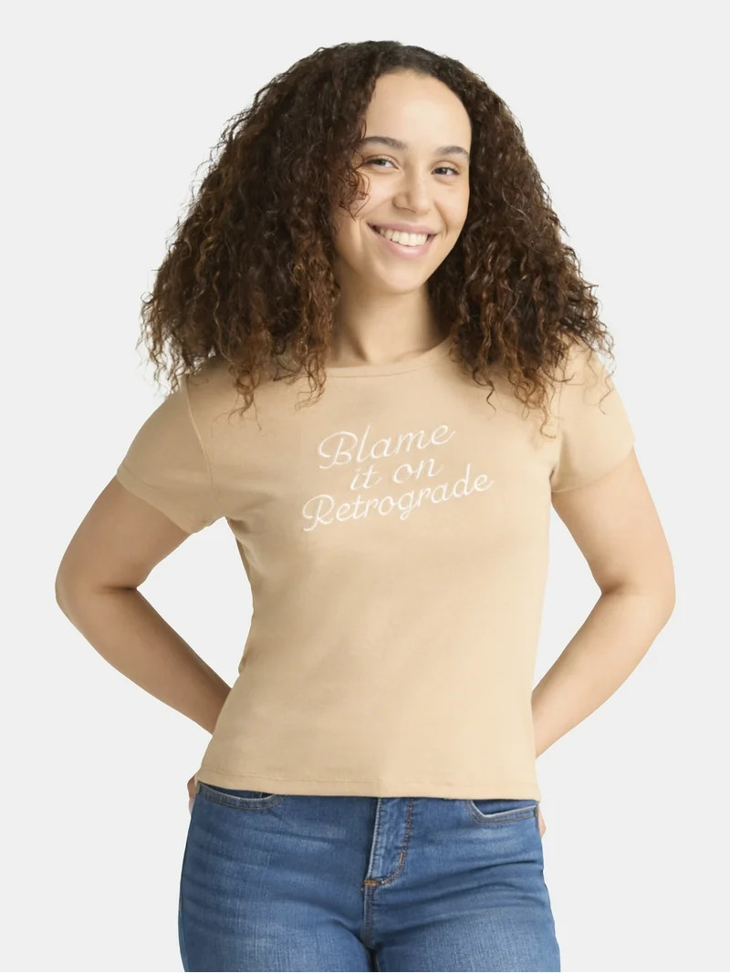 Cactus and Pearl Women's Blame It On Retrograde Graphic Tee, Sizes XXS-2XL | Walmart (US)