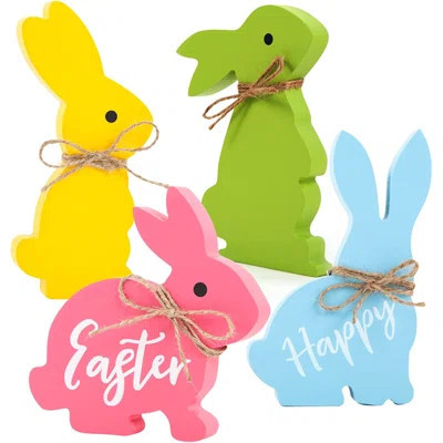 Wooden Bunnies Easter Decorations For The Home Easter Table Decor, 4pcs | Wayfair North America