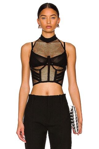 Dion Lee Net Lace Layered Top in Black | FWRD | FWRD 