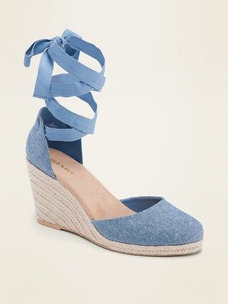 Textile Lace-Up Espadrille Wedge Shoes for Women | Old Navy (US)