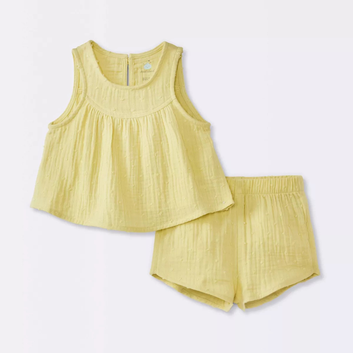 Baby Girls' Swiss Dot Tank Top & Shorts Set - Cloud Island™ Yellow 6-9M | Target