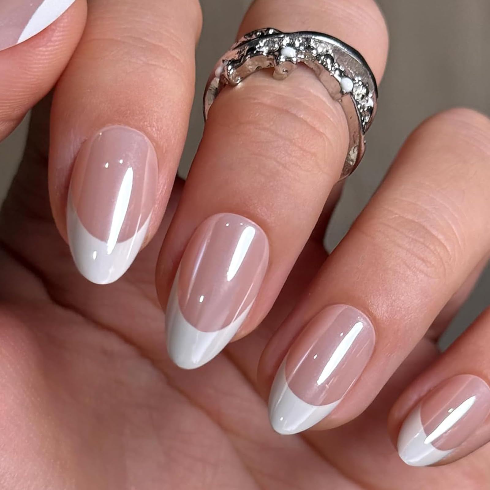UNA GELLA Press On Nails: Almond French Tip Soft Gel Press Ons Short Kit with Nail Tips Glue on N... | Amazon (US)