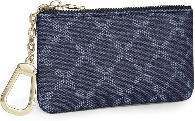 Luxury Zip Key Chain Pouch | Mini Coin Purse Wallet Card Holder with Clasp | for Men Women (Navy) | Amazon (US)