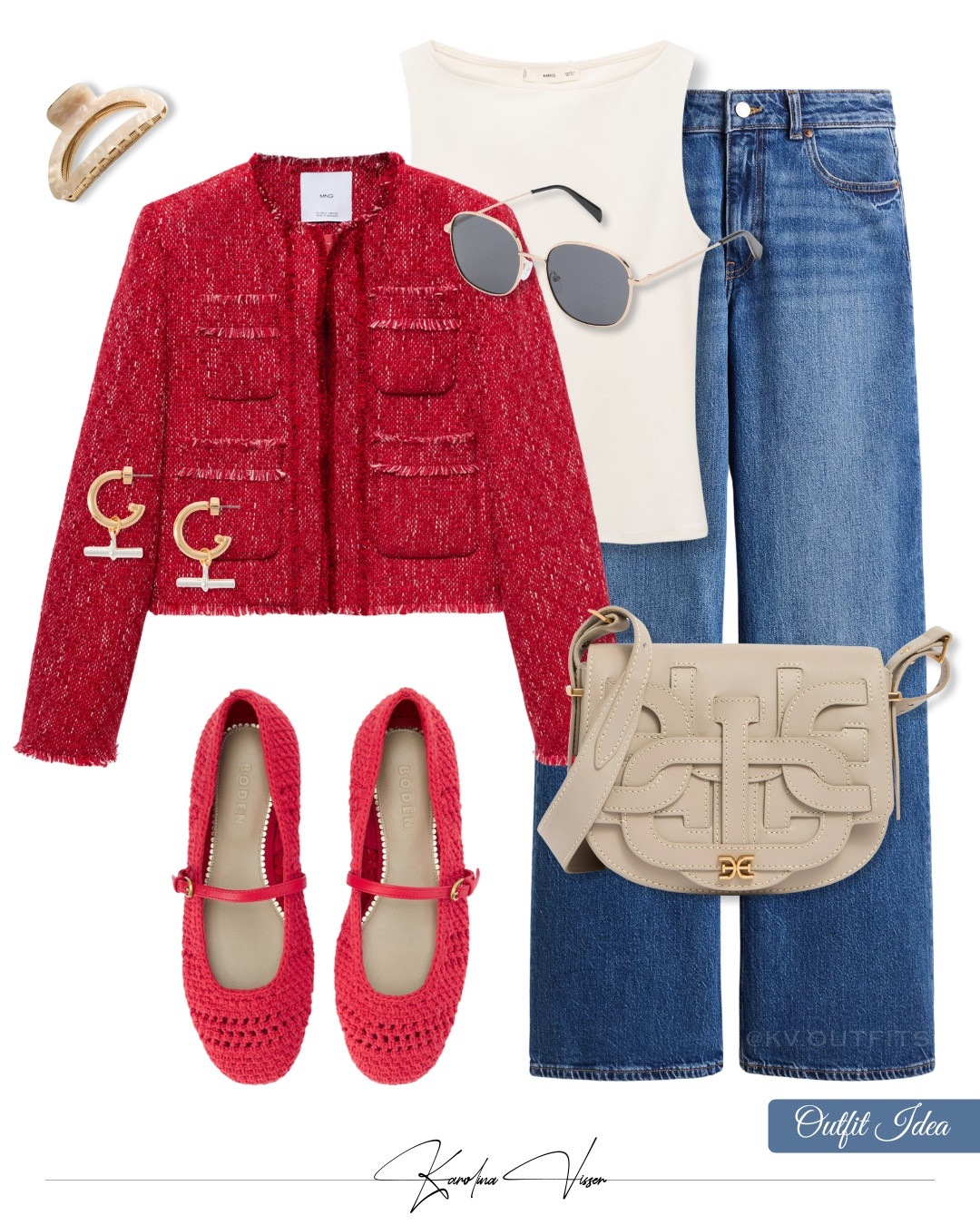 Red Tweed Jacket & Blue Jeans ❤️👖

Tags: red tweed jacket mango blue wide jeans h&m off white top red crochet mary jane shoes boden beige crossbody bag sam edelman metal frame sunglasses gold and silver earrings mint velvet pearl hair clip summer outfit timeless fashion smart casual workwear office look date night outfit brunch outfit 

#LTKstyletip #LTKworkwear #LTKsummer