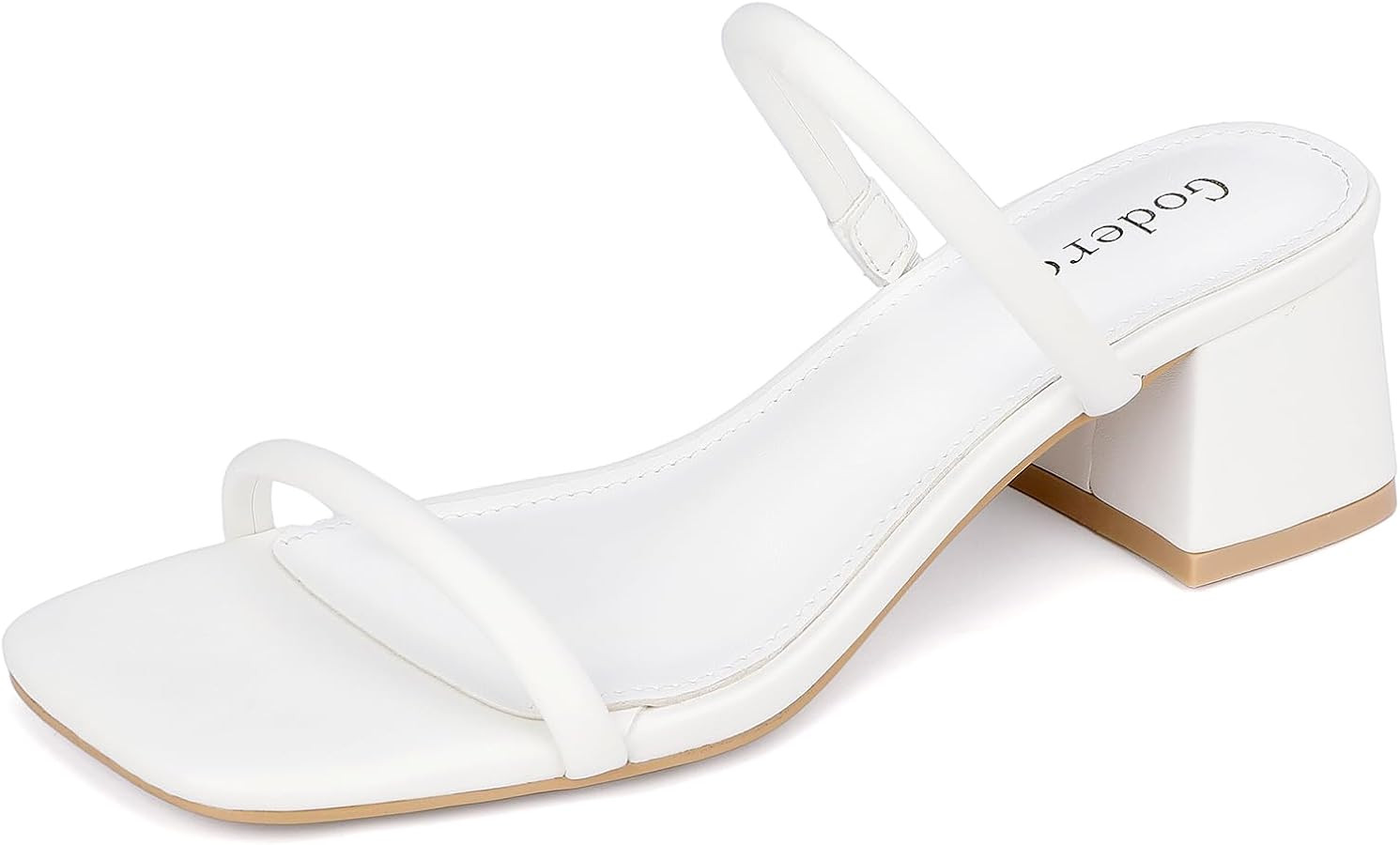 Women's Chunky Block Low Heeled Sandals Two Strap Square Open Toe Slip On Mule Heels | Amazon (US)