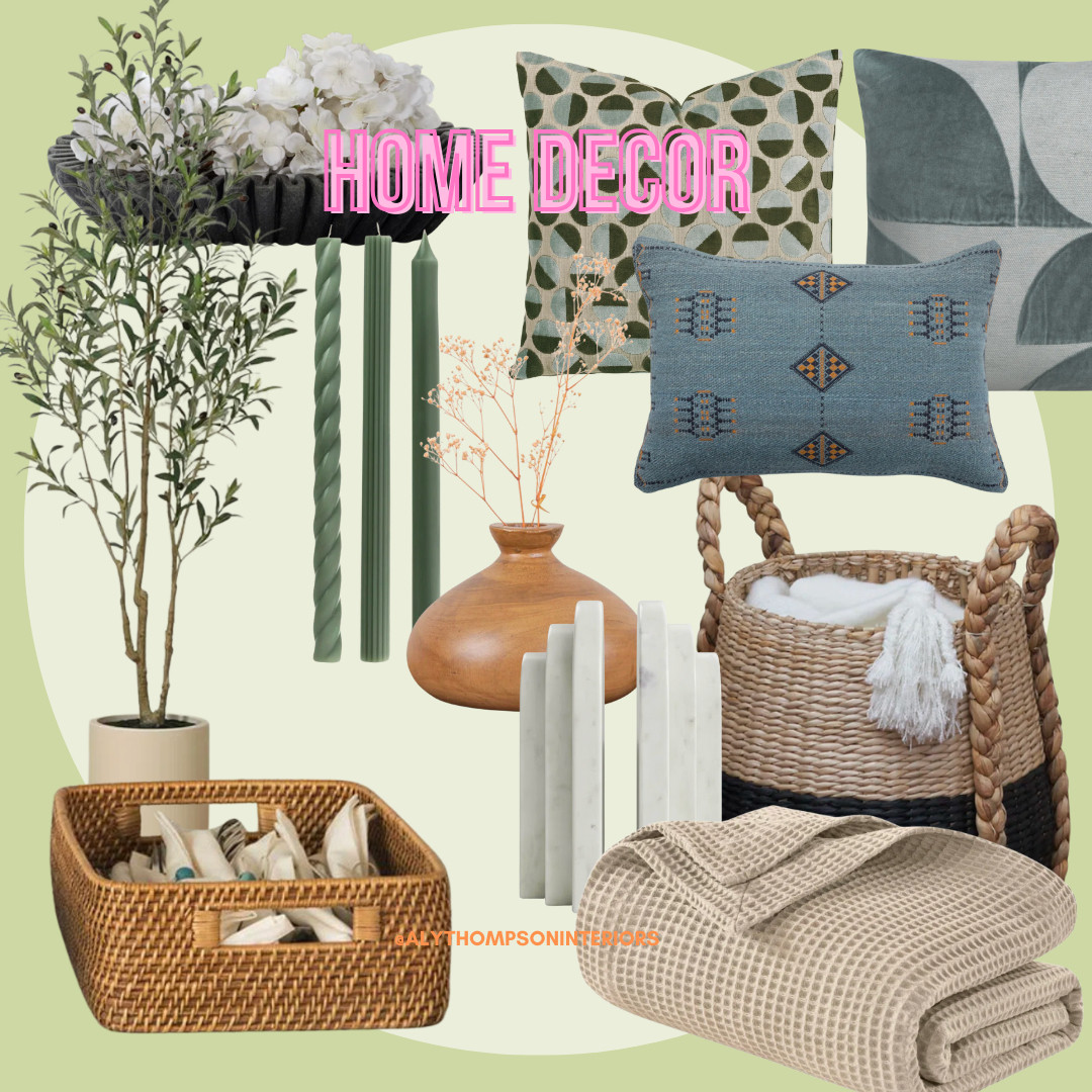 Home Decor | Living Room Decor | Coffee Table Decor | Waffle Knit Blanket | Olive Tree | Accent Pillows | Candlesticks | Wicker Basket | Storage | Throw Pillows 

 #LTKHome #LTKSaleAlert #LTKFindsUnder100