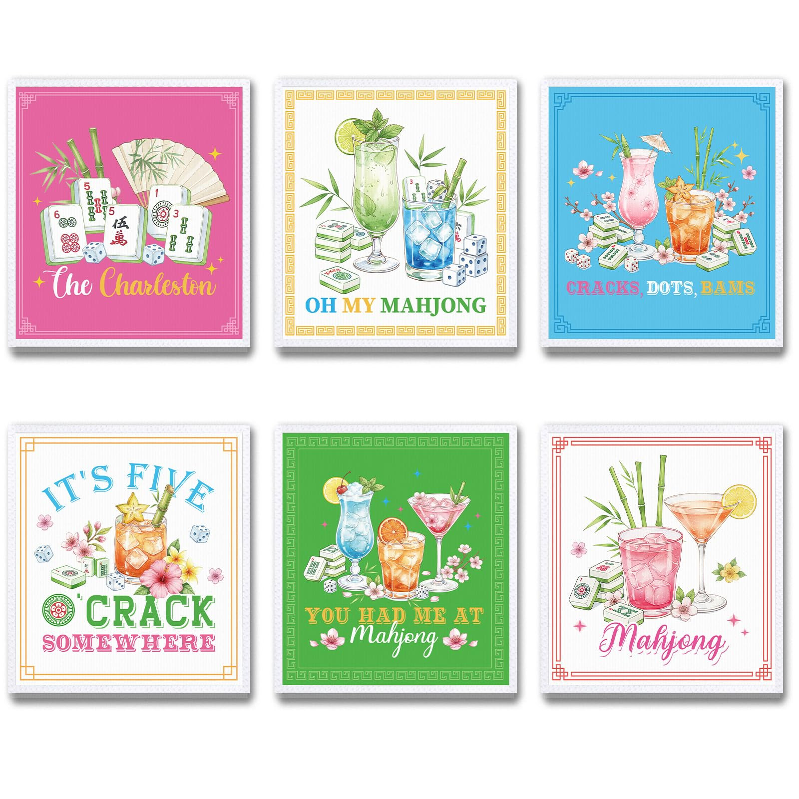 6 Pcs Mahjong Gifts for Women, Mahjong Cocktail Swedish Dish Towels, Mah Jong Swedish Napkin Dish... | Amazon (US)