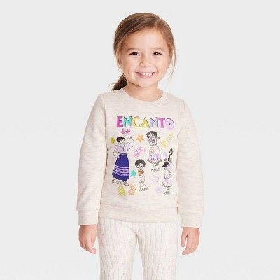 Toddler Girls' Disney Encanto Printed Pullover Sweatshirt - Beige | Target