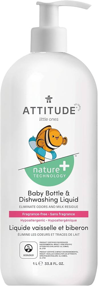 ATTITUDE Baby Bottle and Dishwashing Liquid, EWG Verified, No Added Dyes or Fragrances, Tough on ... | Amazon (US)