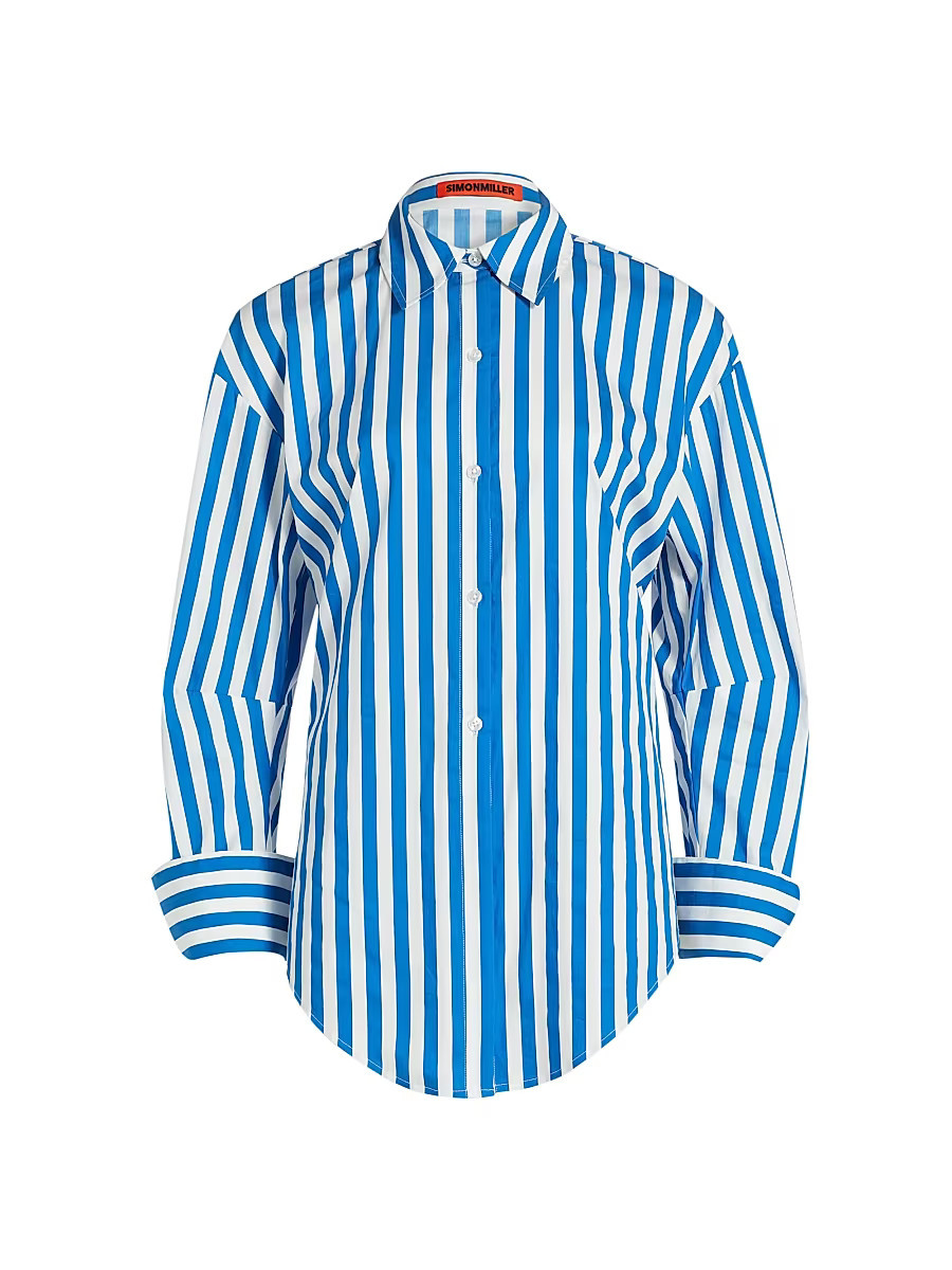 Women's Loch Striped Cotton-Blend Poplin Shirt - Blue Stripe - Size XS | Saks Fifth Avenue