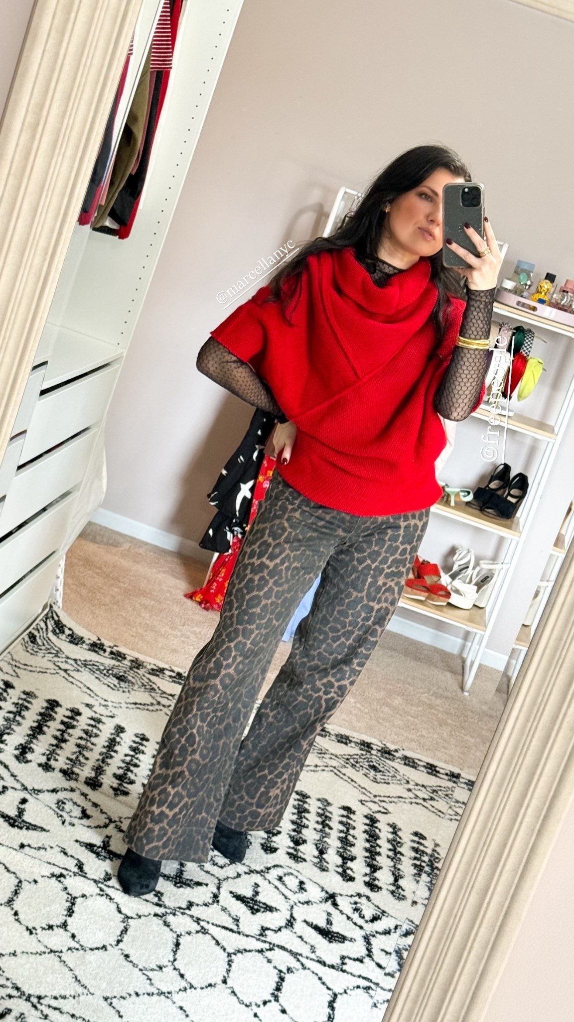 Red asymmetrical sweater and a layering sheer mock neck @marcellanyc  @freepeople

#LTKootd