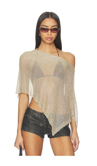 LIONESS Luminous Poncho in Metallic Gold. Size XXS. Also in XS, XL, XXL. | Revolve Clothing (Global)