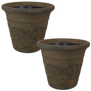Arabella 20 in. Sable Poly Outdoor Flower Pot Planter (2-Pack) | The Home Depot