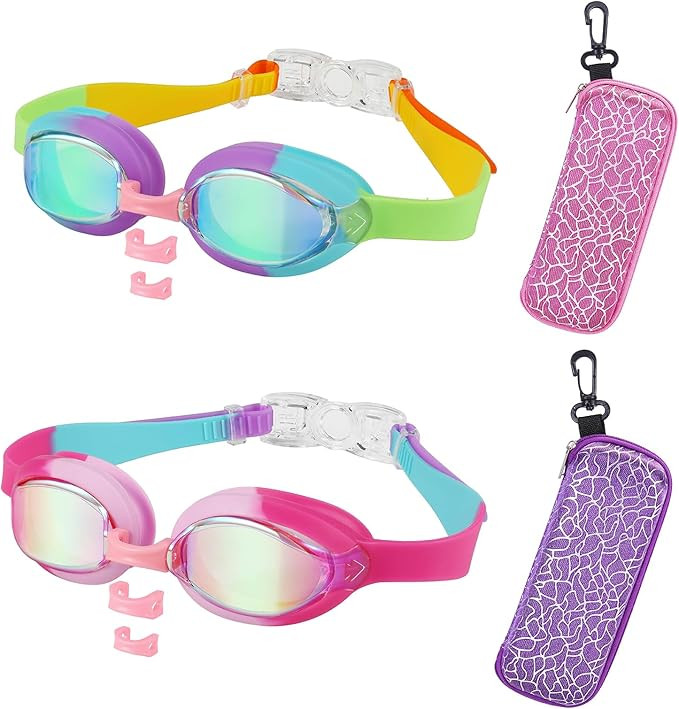 Kids Swim Goggles Age 3-14,2 Pack Swimming for Goggles Children/Boys/Girls with Case | Amazon (US)