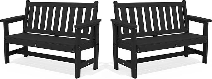 SERWALL Outdoor Bench, HDPE Outdoor Benches Weatherproof, 2-Person Garden Bench with 660 lbs Weig... | Amazon (US)