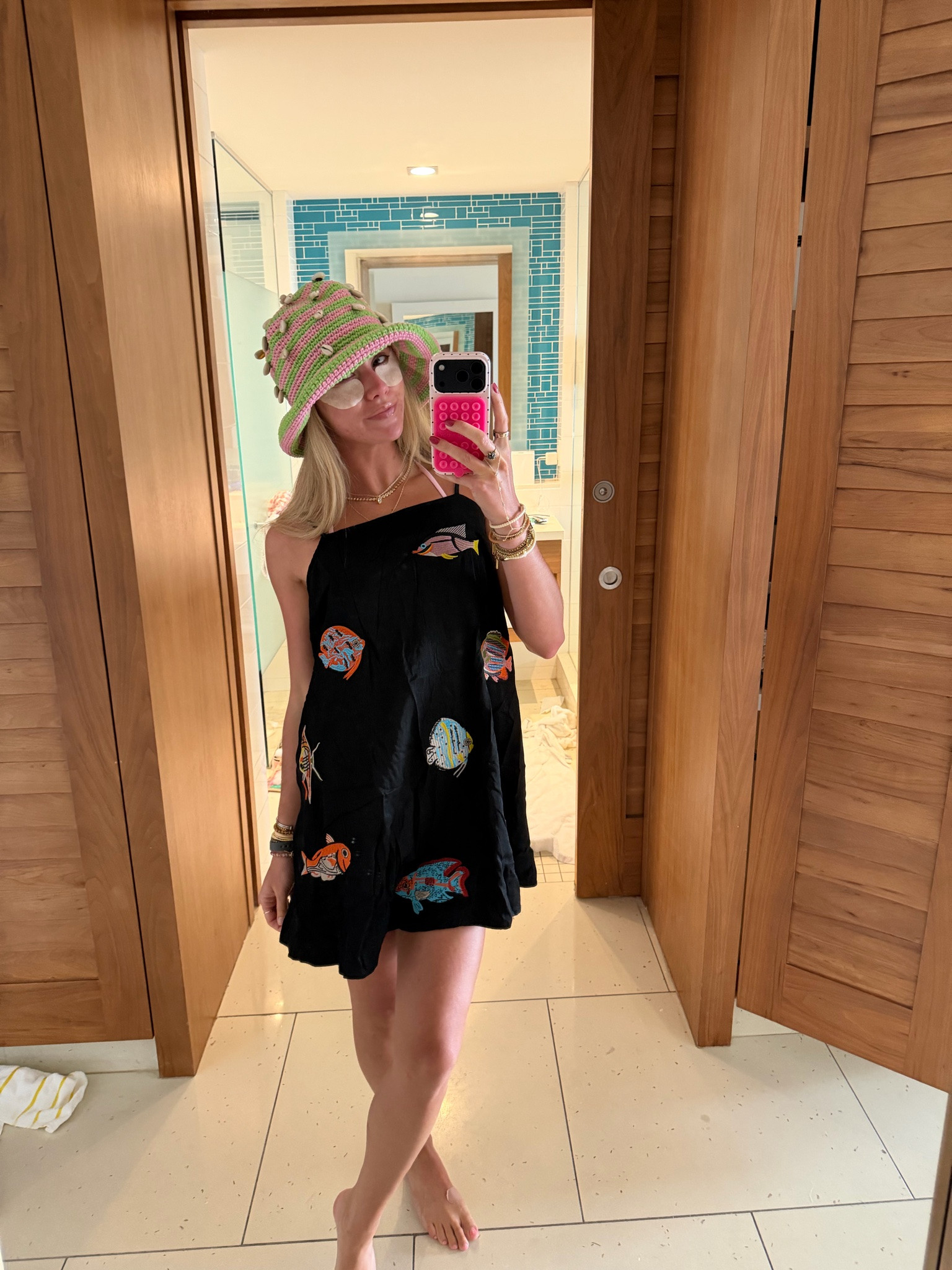 My pool day outfit! The hat is so fun with the shells and crochet fabric @freepeople. I paired it with my edikted pink frilly bikini and amazon fish embroidered dress. My flip flops @crocs

#LTKootd #LTKTravel #LTKSwim