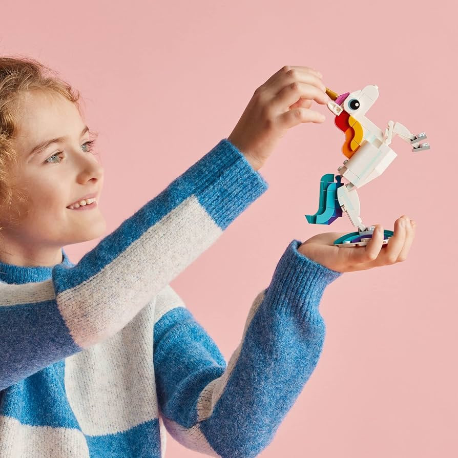 LEGO Creator 3 in 1 Magical Unicorn Toy, Transforms from Unicorn to Seahorse to Peacock, Rainbow ... | Amazon (US)