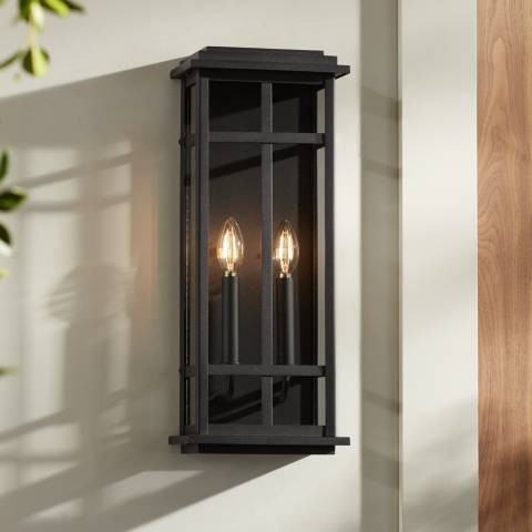 Metrix 20" High Black 2-Light Rectangular Outdoor Wall Light - #804A2 | Lamps Plus | Lamps Plus