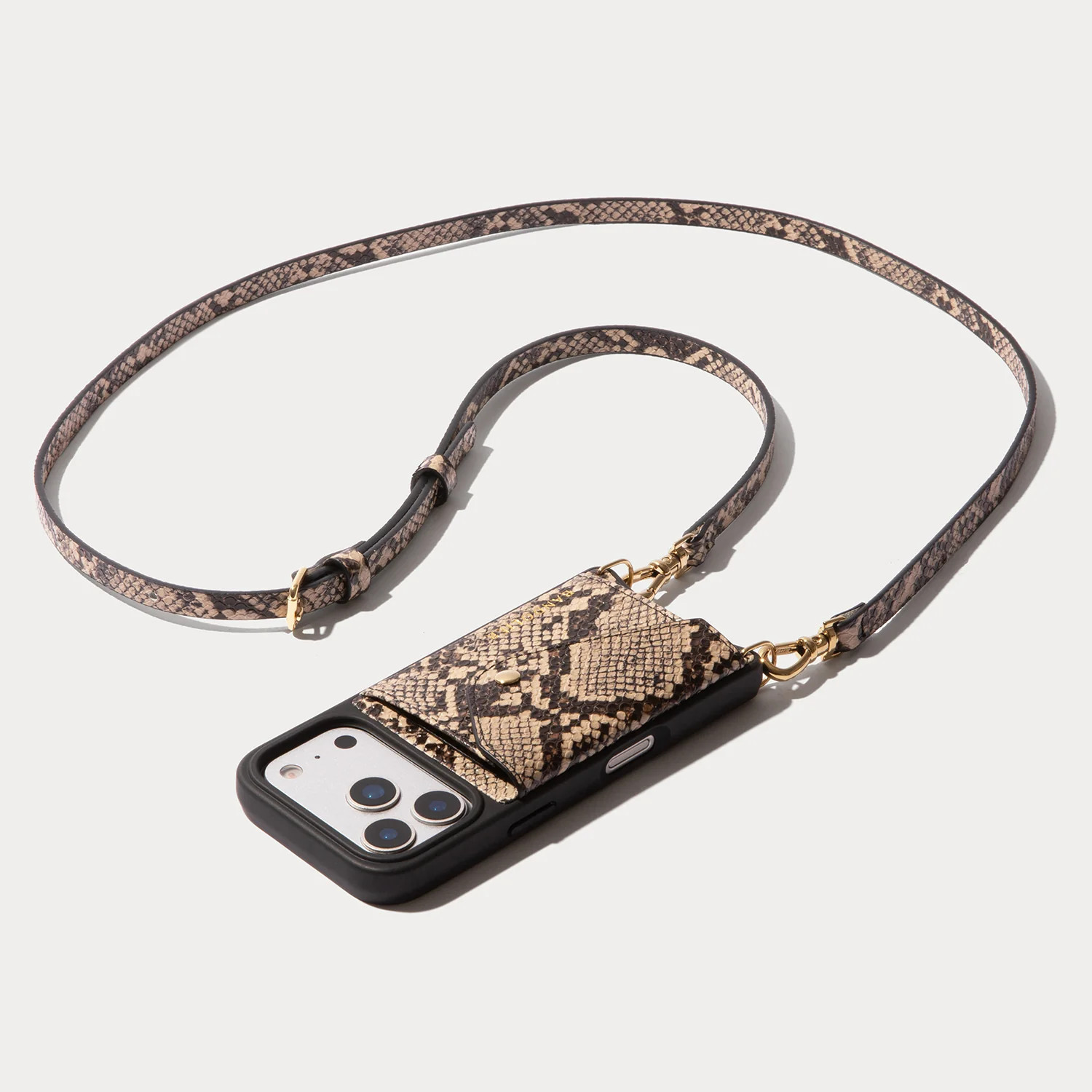 Donna Crossbody Phone Case - Grey Snake/Gold | Bandolier