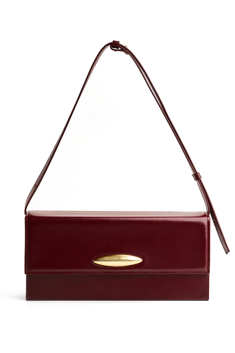 LEGANS BAGUETTE BAG IN BURGUNDY LEATHER | TUEAM'S | CULT MIA | CULT MIA UK LTD