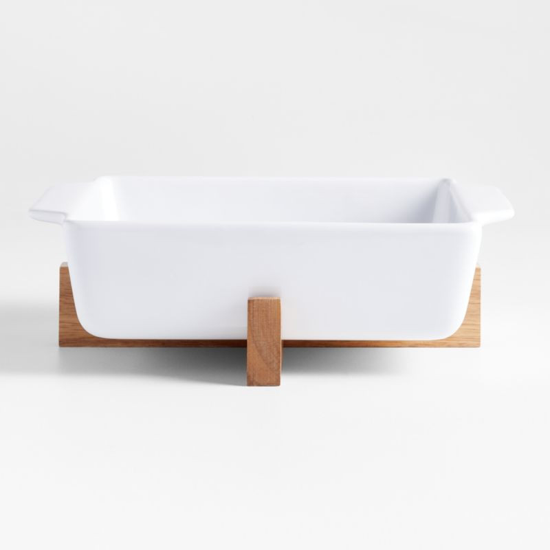 Oven-to-Table Square Baking Dish with Wood Trivet + Reviews | Crate & Barrel | Crate & Barrel