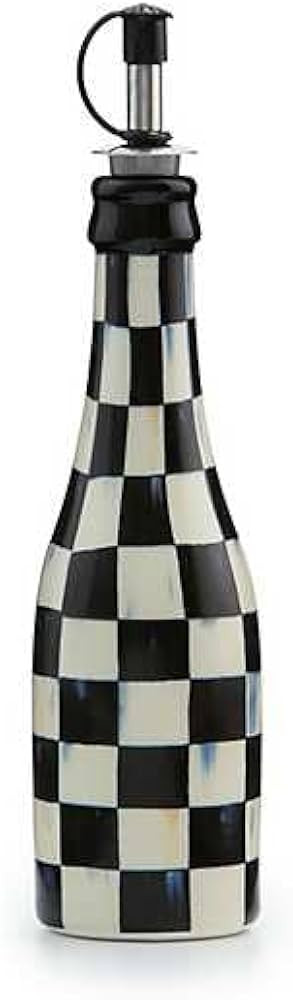 MACKENZIE-CHILDS Farmhouse Oil Cruet, Ceramic Oil-Dispenser Bottle, Black-and-White Courtly Check | Amazon (US)