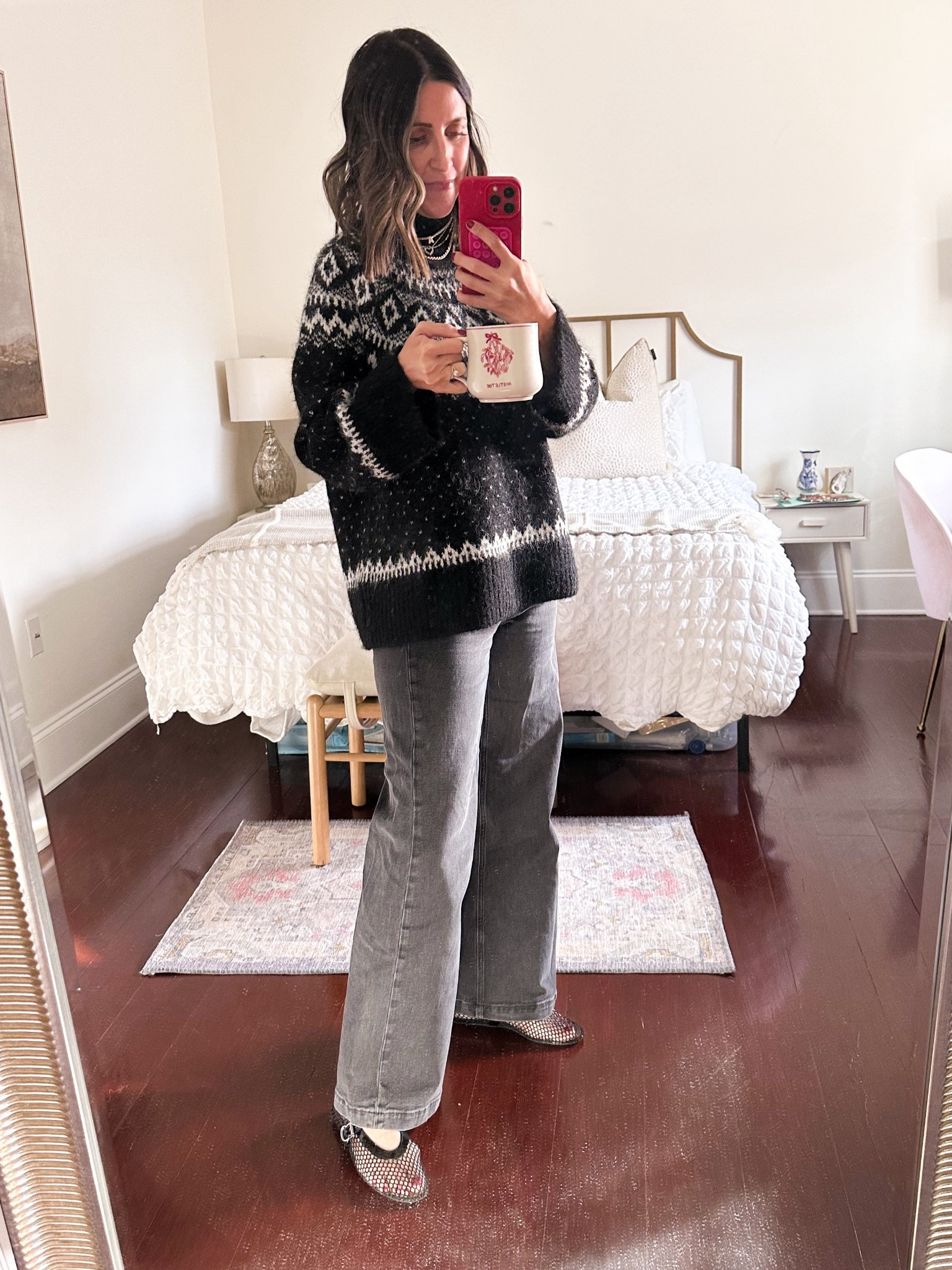 Love this cozy sweater (not itchy). Wearing XS. 
Gap jeans - fit is amazing. 
Love my mesh flats. Fit TTS  

#LTKFindsUnder100 #LTKmomlife #LTKOver40